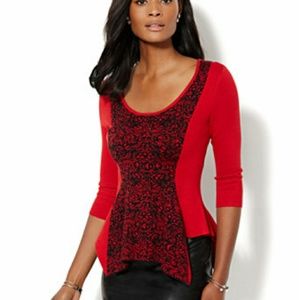 New York & Company Floral Peplum Sweater